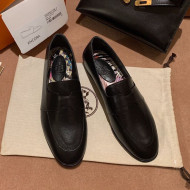 Hermes Ancora Supple Goatskin Loafers with Cut out H Black 2021