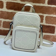 Gucci GG Embossed Leather Mini Bag ‎658553 White 2021