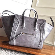 Celine Luggage Phantom Bag In Crocodile Pattern Clafskin Grey