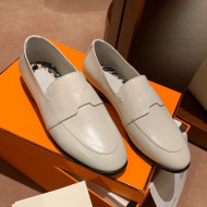Hermes Ancora Supple Goatskin Loafers with Cut out H White 2021