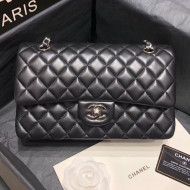 Chanel Quilted Lambskin Medium Classic Flap Bag Black/Silver 2019 （Top Quality）