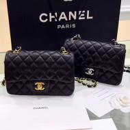 Chanel Quilted Leather Classic Mini Flap Bag Black 2019 (Top Quality)