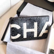 Chanel Printed Canvas Maxi Pouch Cltuch Bag A70214 2018