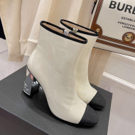 Chanel Patent Leather & Grosgrain Ankle Boots White/Silver 2021 112245