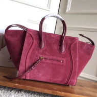 Celine Luggage Phantom Bag In Suede Leather Fuchsia