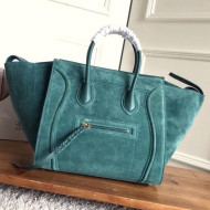 Celine Luggage Phantom Bag In Suede Leather Green