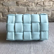 Bottega Veneta Padded Cassette Medium Crossbody Messenger Bag in Paper Calfskin Blue 2019