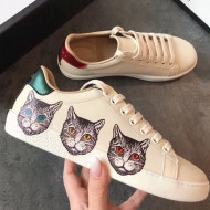 Gucci Ace Sneaker with Mystic Cats ‎577147 White 2019(For Women and Men)
