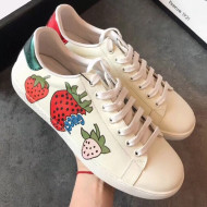 Gucci Ace Sneaker with Gucci Strawberry White 2019(For Women and Men)