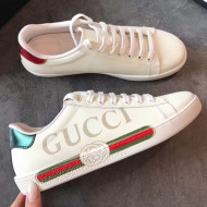 Gucci Ace Sneaker with Gucci Vintage Logo White 2019(For Women and Men)
