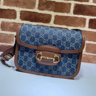 Gucci Horsebit 1955 GG Denim Shoulder Bag 602204 Dark Blue 2021