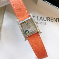 Hermes H-Our Crystal Watch 26cm Orange 2021 04