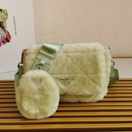 Prada System Wool Patchwork Shoulder Bag 1BD292 Green 2021