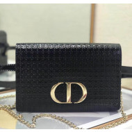 Dior 30 Montaigne Metallic Calfskin 2-in-1 Pouch With Micro-cannage Motif Black 2020