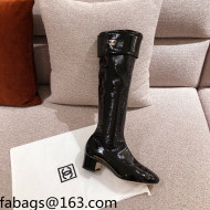 Chanel Patent Crumpled Leather High Boots Black 2021 112264