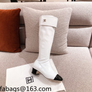 Chanel Crumpled Lambskin High Boots White 2021 112263