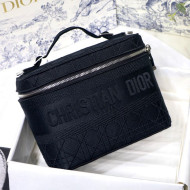 Dior DiorTravel Vanity Case Bag in Embroidered Cannage Canvas Black 2020