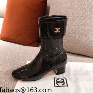 Chanel Patent Crumpled Leather Ankle Boots G35468 Black 2021 112267