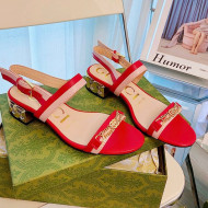Gucci Lambskin Chain Heel Sandals 2.5cm Red 2021