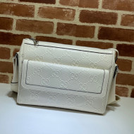 Gucci GG Embossed Leather Messenger Bag 658565 White 2021