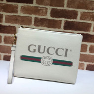 Gucci GG Web Leather Pouch 572770 White 2019