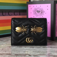 Gucci GG Marmont Cicadas Studs Leather Card Case 466492 Black 2017