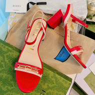 Gucci Lambskin Chain Heel Sandals 7.5cm Red 2021