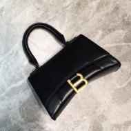 Balenciaga Hourglass Mini Top Handle Bag in Smooth Leather Black/Gold 2019