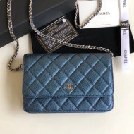 Chanel Quilting Pearl Caviar Calfskin WOC Wallet on Chain Bag Navy Blue 2018