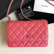Chanel Quilting Pearl Caviar Calfskin WOC Wallet on Chain Bag Rosy 2018