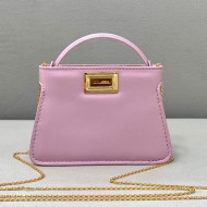 Fendi Leather Nano Pico Peekaboo Bag Charm Lilac Pink 2021 8385