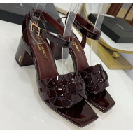 Saint Laurent Patent Leather Sandal With 6.5cm Heel Burgundy 2020