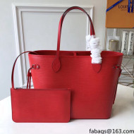 Louis Vuitton Epi Grained Leather Neverfull MM Tote Bag M54185 Red 2021