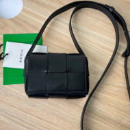 Bottega Veneta Intreccio Lambskin Mini Cassette Crossbody Bag Black 2022 666688