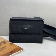 Fendi Men's Grained Leather Messenger Mini Bag Black 2021