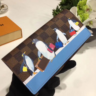 Louis Vuitton Damier Ebene Coated Canvas Sarah Wallet N64426 Penguins 2017