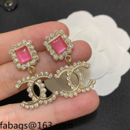 Chanel Crystal CC Short Earrings Pink 2021 110907