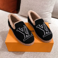 Louis Vuitton Frontrow Wool LV Flat Loafers Black 2020