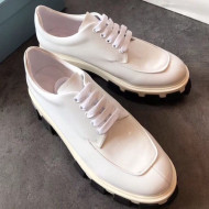Prada Monolith Patent Leather Derby Platform Lace up Shoe White 2019