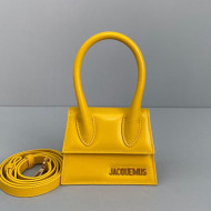 Jacquemus Le Chiquito Mini Top Handle Bag in Smooth Leather Yellow 2021