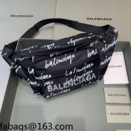 Balenciaga Wheel Logo Embroidered Nylon Bel Bag Black 2021 02