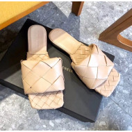 Bottega Veneta Lambskin BV LIDO Flat Sandals Nude 2020