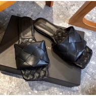Bottega Veneta Lambskin BV LIDO Flat Sandals Black 2020
