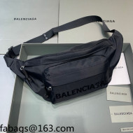 Balenciaga Wheel Logo Embroidered Nylon Bel Bag Black 2021 05