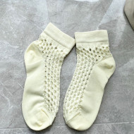 Dior Mesh Short Socks Cream White 2020