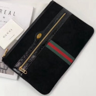 Gucci Ophidia Suede and Patent Leather Pouch 157551 Black 2018 