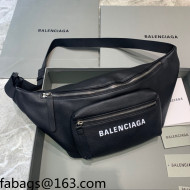 Balenciaga Logo Grained Leather Large Belt Bag Black 2021 11
