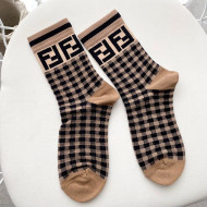Fendi FF Checked Short Socks Black/Brown 2020