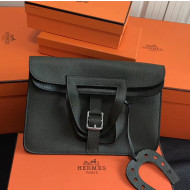 Hermes Halzan Togo Calfskin Leather Bag In Deep Green