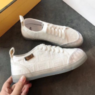 Fendi FF Canvas and PVC Low-Top Sneakers with Label White 2020